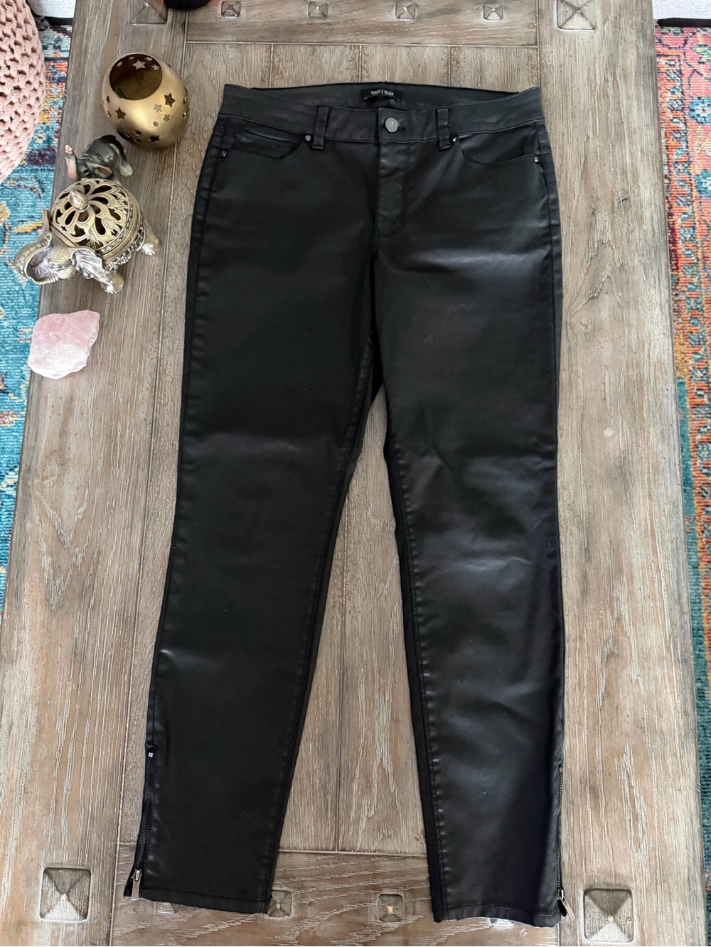 White House Black Market Black Coated Skimmer Pants - Picture 2 of 12